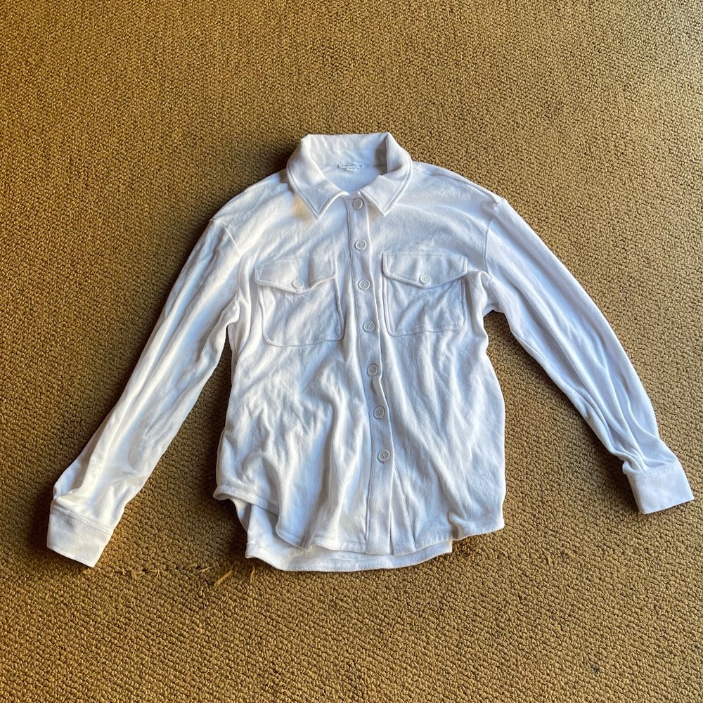 Good American Cotton Terry Cover-up shirt size 3/4